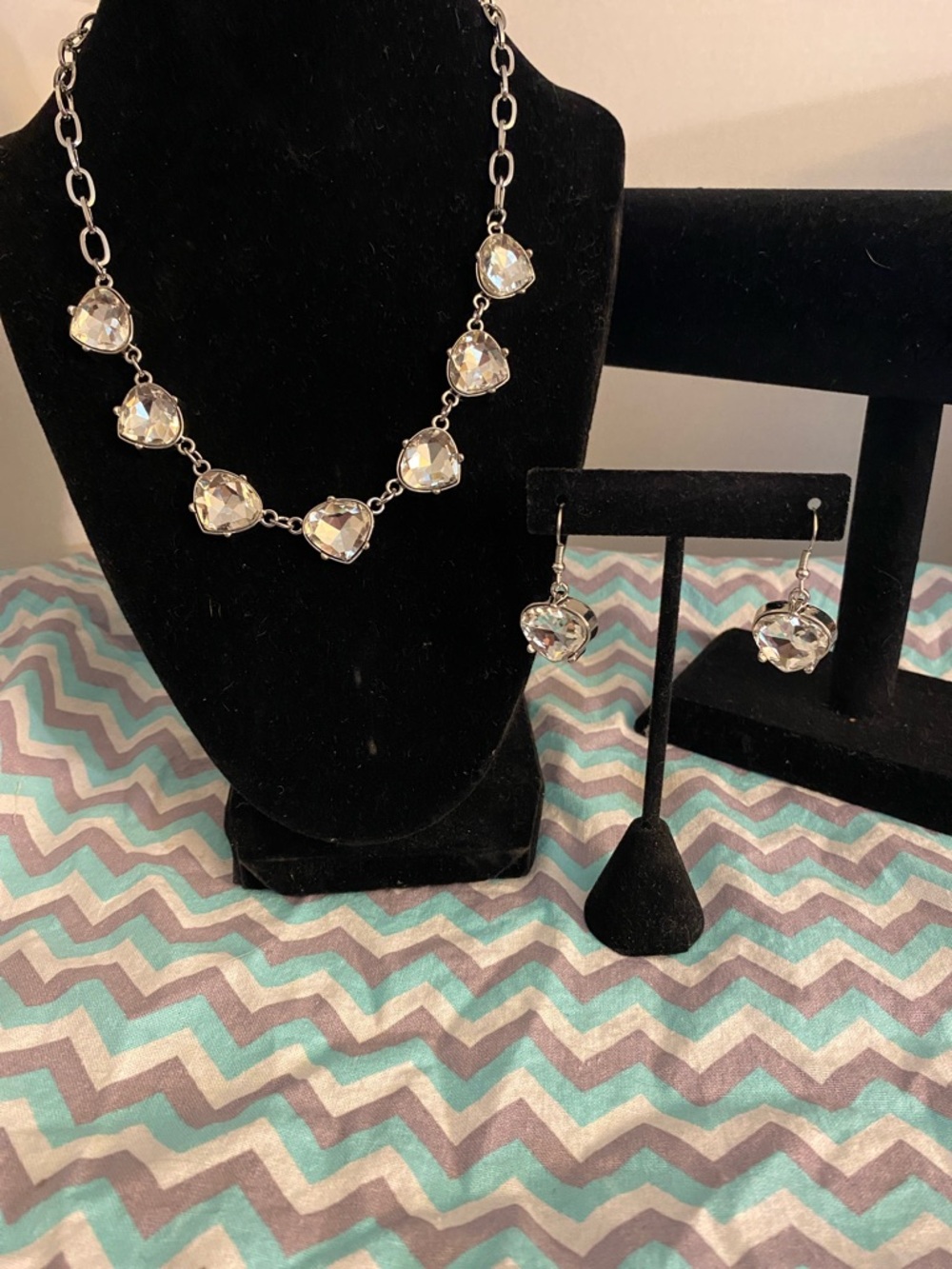 Bridesmaid Set: Clear Crystal Necklace and Earrings Set